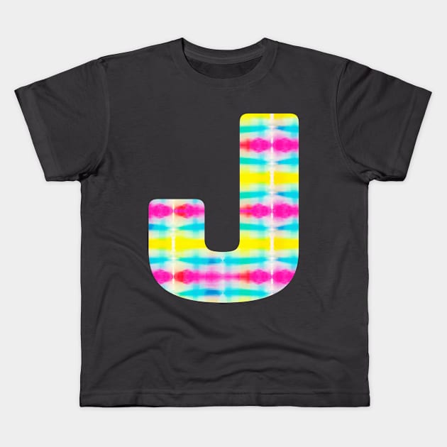 Tie Dye Alphabet J (Uppercase letter j), Letter J Kids T-Shirt by maro_00